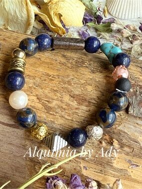Alquimia Lapis Blue & Turquoise Mixed Metal Bead Bracelet